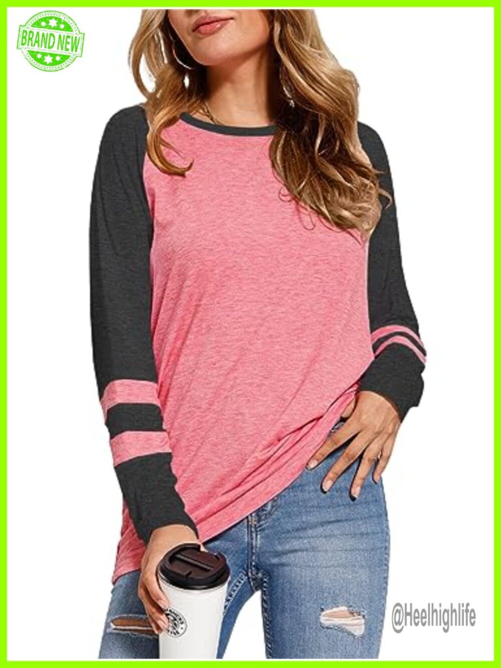 Womens Long Sleeve Crewneck Tunic Tee Loose Fit Casual Top